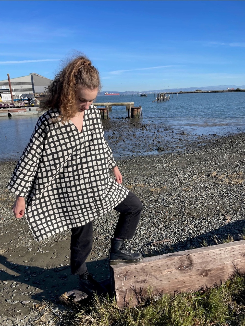 NWOT Happy French Gang | Dress / Tunic in Black Check